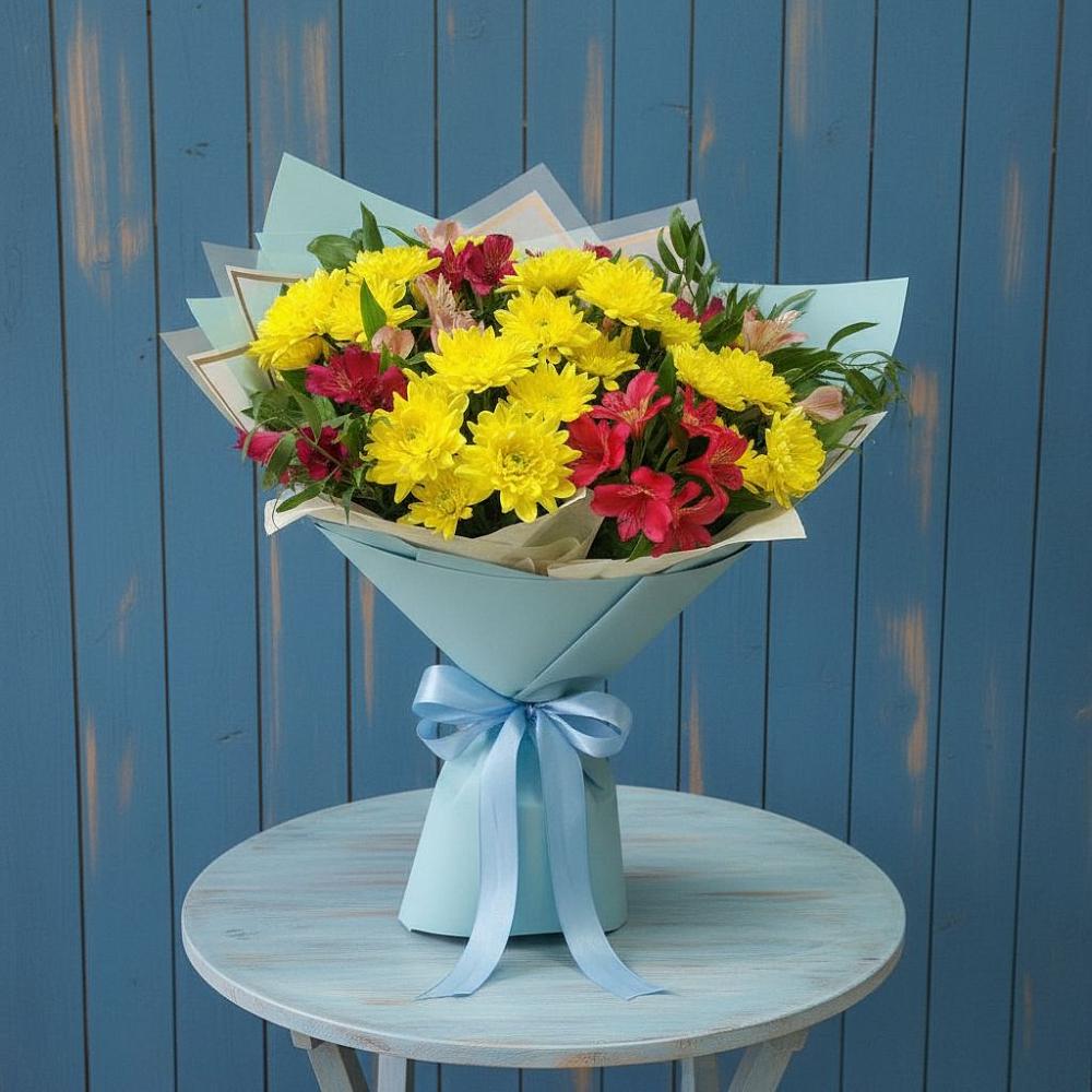 Букет цветов из: Альстромерии и Хризантемы в Шарлык