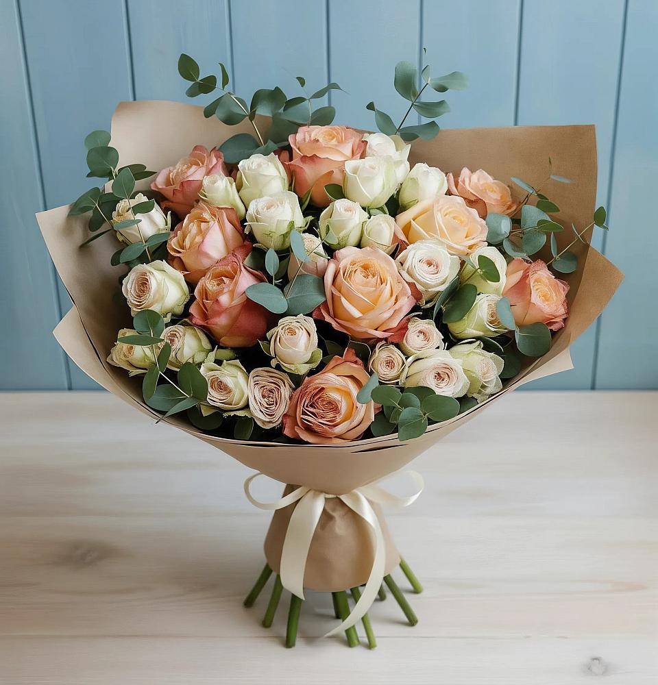 Букет цветов из: Альстромерии и Розы в Шарлык