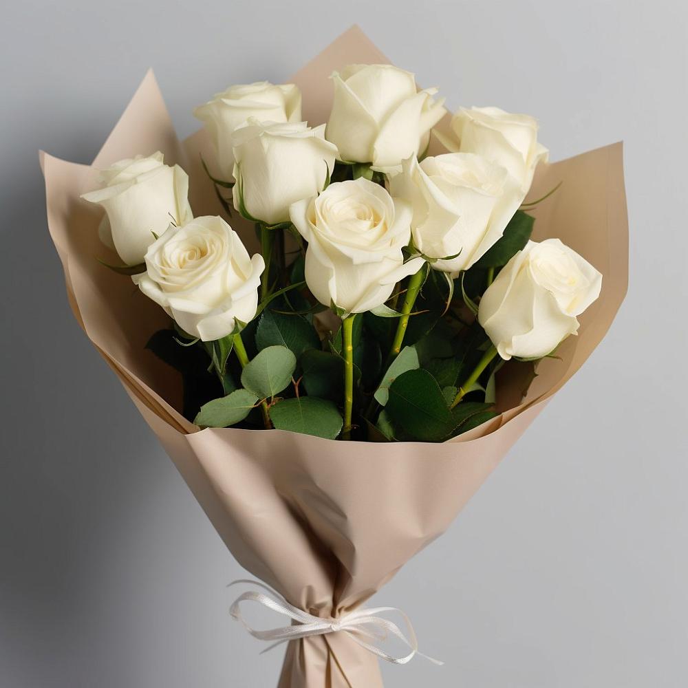 Букет 9 Белых роз Эдлесс Лав в Шарлык