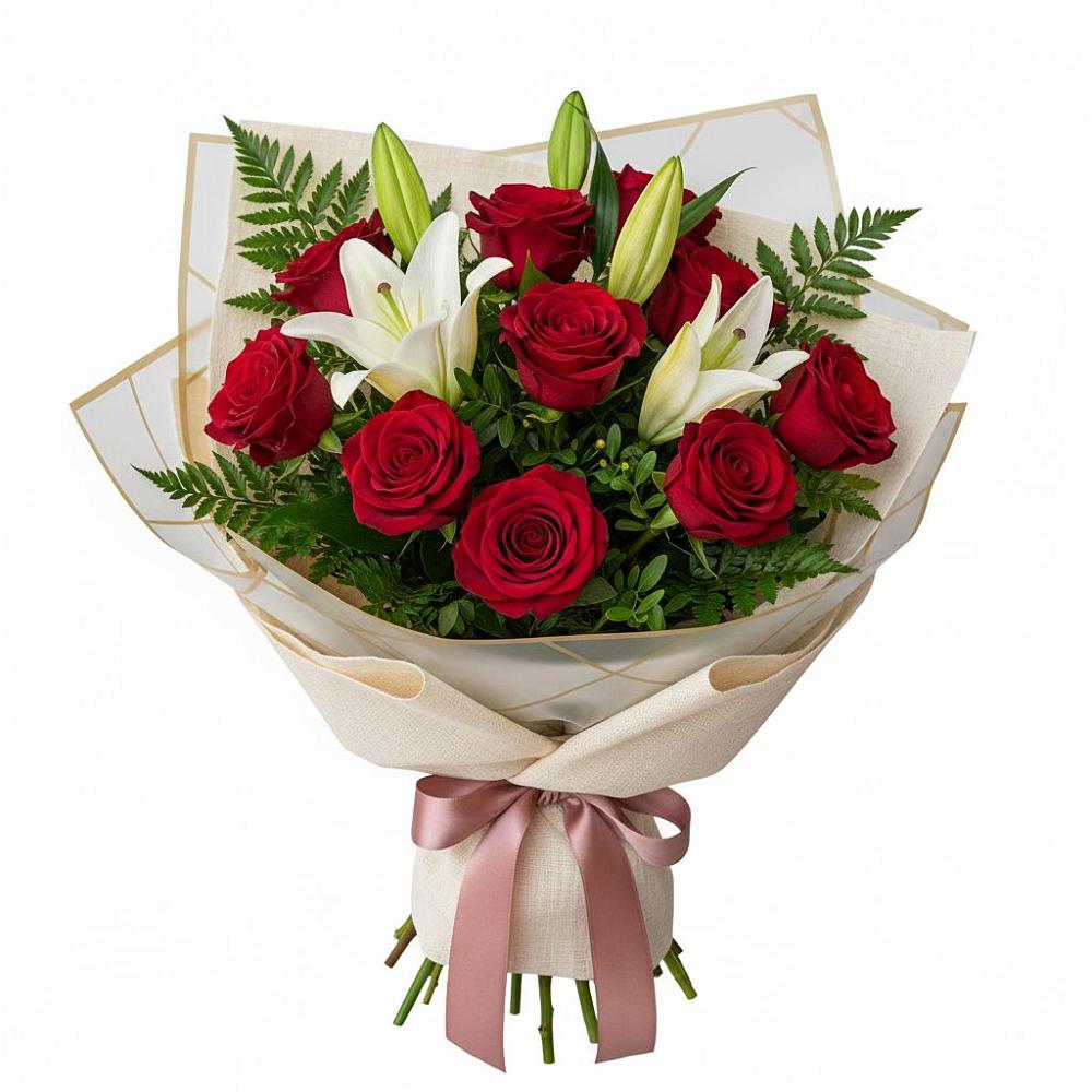 Букет цветов из: Лилии и Розы в Шарлык