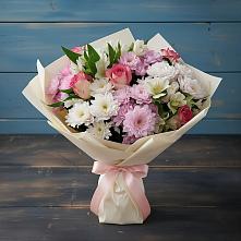 Букет цветов из:  Хризантемы, Альстромерии и Розы в Шарлык