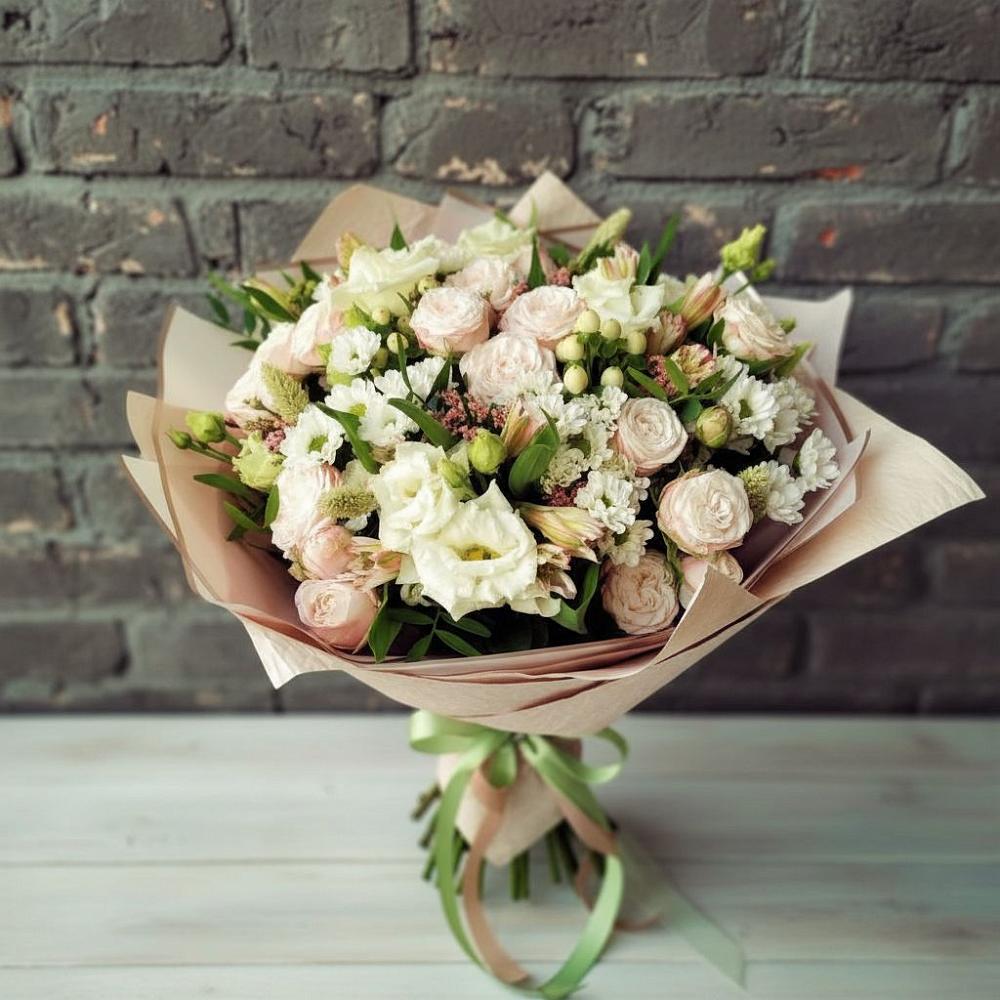 Букет цветов из: Альстромерии, Розы и Хризантемы в Шарлык