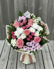 Букет цветов из:  Альстромерии, Гвоздики, Розы и Хризантемы в Шарлык