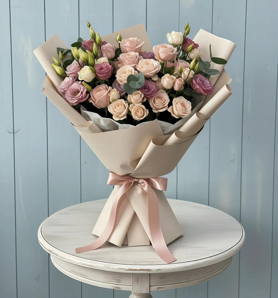 Букет цветов из: Розы и Лизиантусы в Шарлык