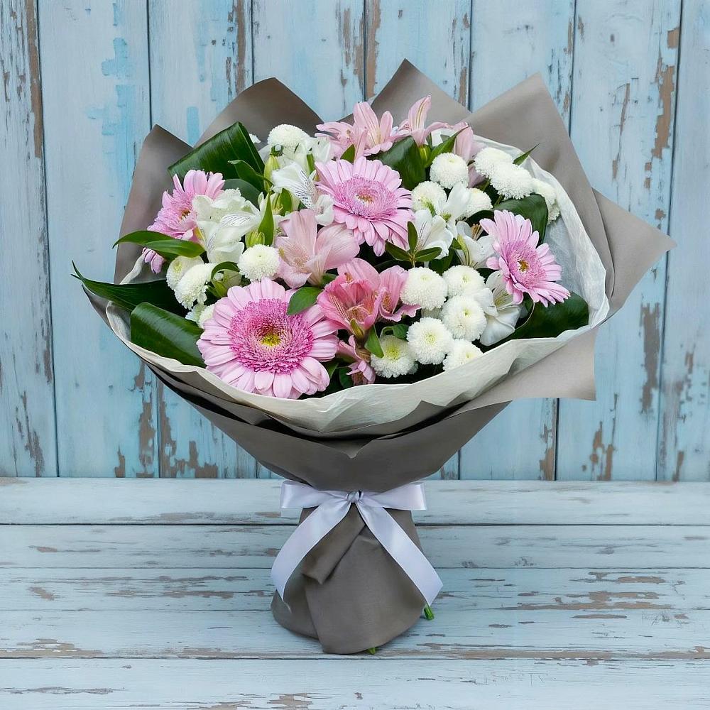 Букет цветов из: Герберы, Альстромерии и Хризантемы в Шарлык