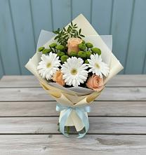 Букет цветов из:  Герберы, Розы и Хризантемы в Шарлык