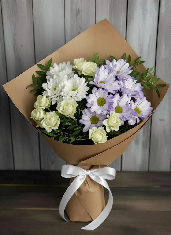 Букет цветов из: Хризантемы и Розы в Шарлык